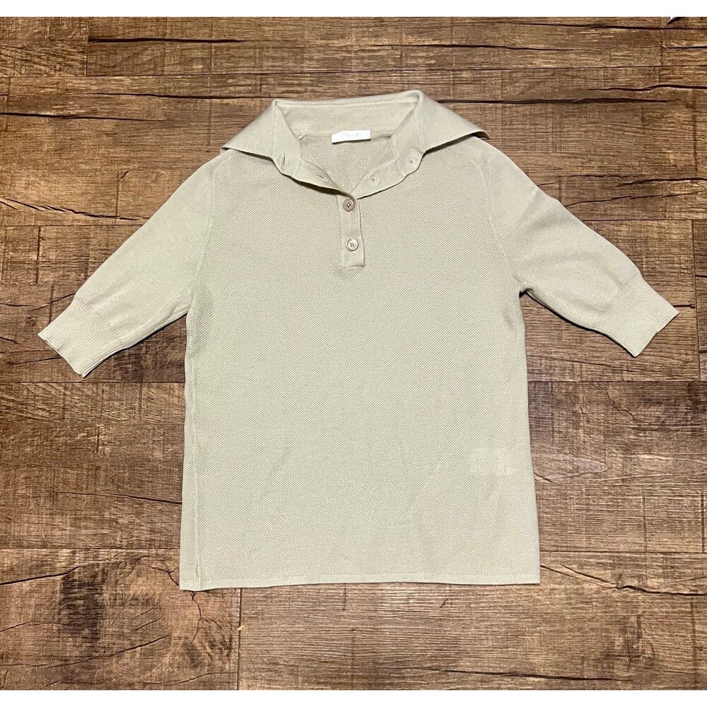Chloé silk cashmere blend collared polo knit top